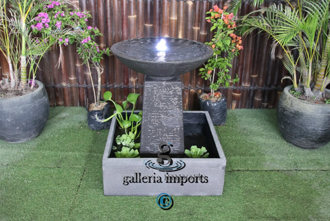 Fen - Balinese Concrete Aquarius Tower Bowl Water Feature