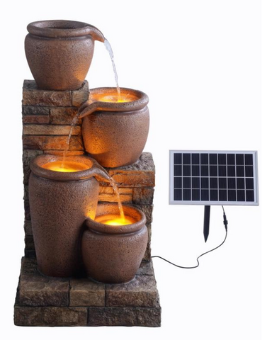 Abyss - Solar 4 Tier  Bowls Lighting Water Feature