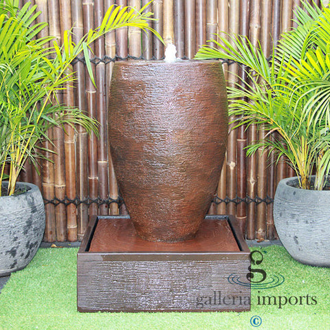 Inlet - Balinese Concrete Cigar Bowl Water Feature 100cm