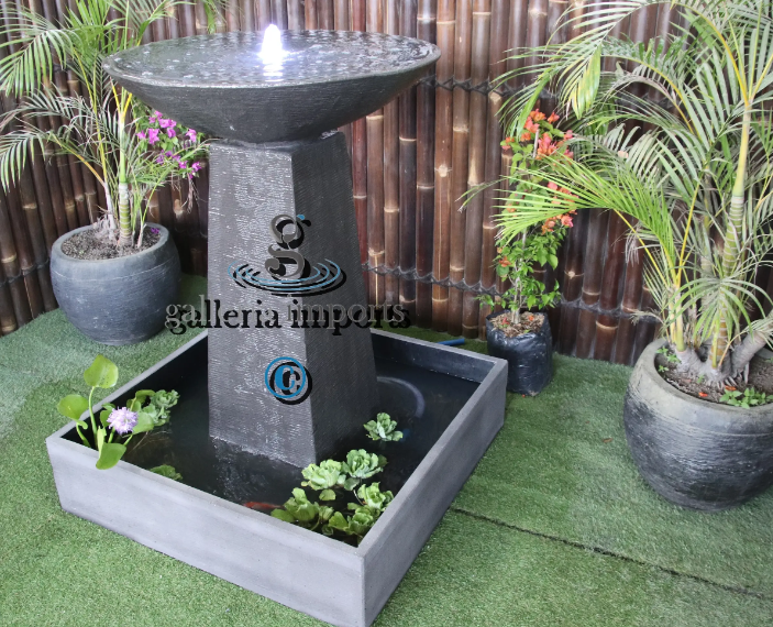 Fen - Balinese Concrete Aquarius Tower Bowl Water Feature