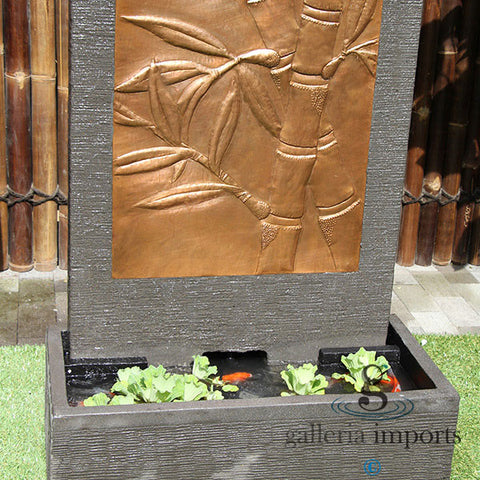 Gegar - Balinese Concrete Copper Bamboo Wall Water Feature