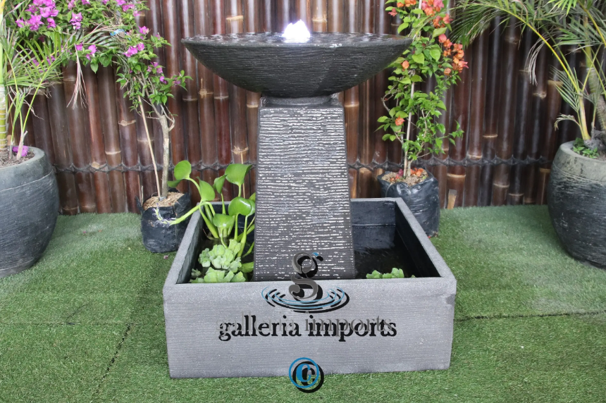 Fen - Balinese Concrete Aquarius Tower Bowl Water Feature