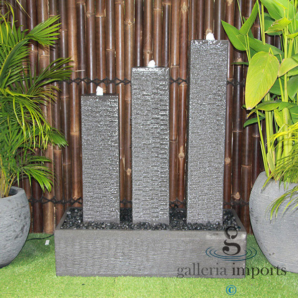 Tarn - Balinese Concrete 3 Tower Water Feature 125cm