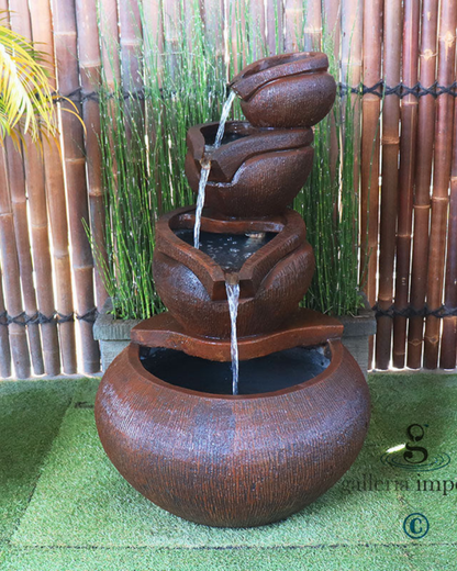 Freshet - Balinese Concrete 4 Bowl Water Feature 115cm