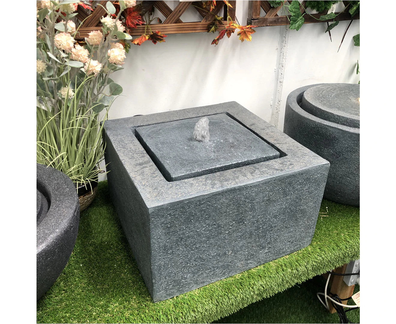 Elixir - Modern Square Bubbler Wall LED Light Water Feature