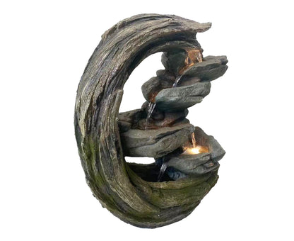 Rivet- Cascading Lighting Waterfall Log Rock Water Feature