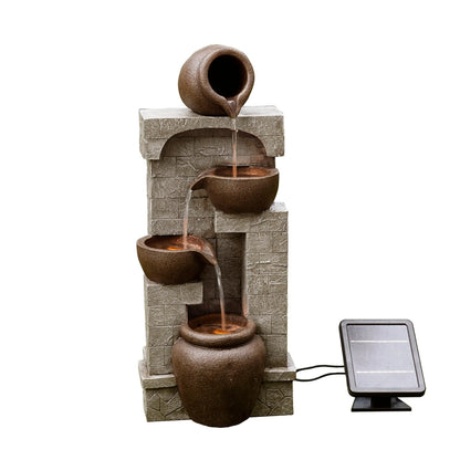 Inrush - Solar 4 Tier  Bowls Lighting Water Feature