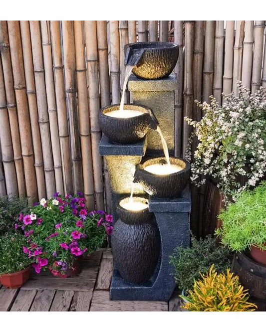 Jolly - Modern 4 Tier Bowls LED Light Water Feature