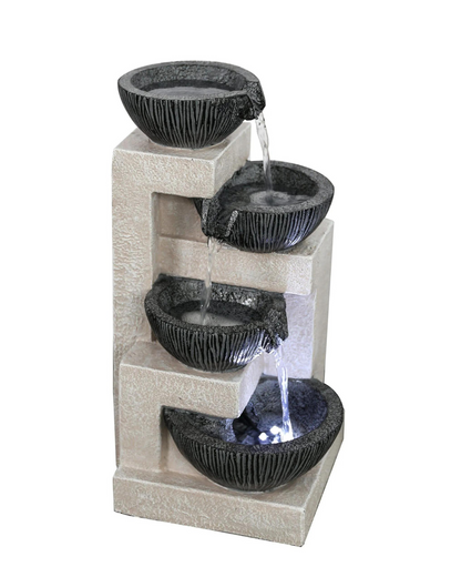 Tabletop Cascading Lighting 4 Bowls Waterfall Water Feature