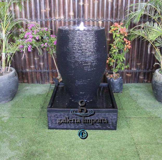 Inlet - Balinese Concrete Cigar Bowl Water Feature 100cm