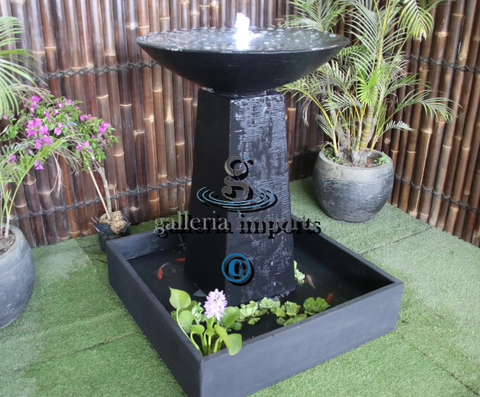 Fen - Balinese Concrete Aquarius Tower Bowl Water Feature