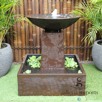 Fen - Balinese Concrete Aquarius Tower Bowl Water Feature