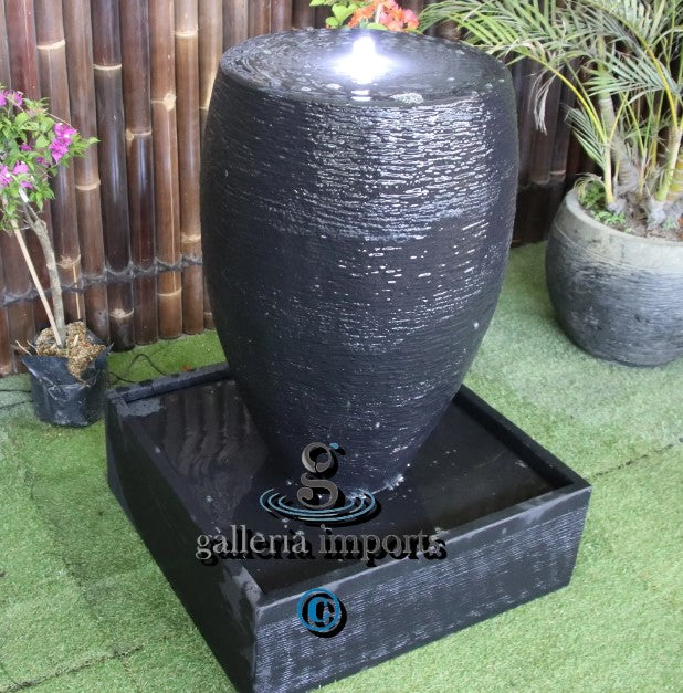 Inlet - Balinese Concrete Cigar Bowl Water Feature 100cm