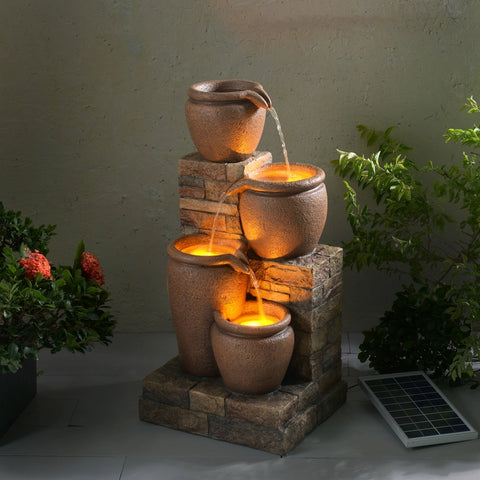 Abyss - Solar 4 Tier  Bowls Lighting Water Feature