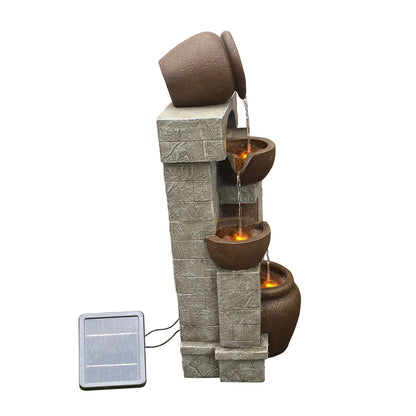 Inrush - Solar 4 Tier  Bowls Lighting Water Feature