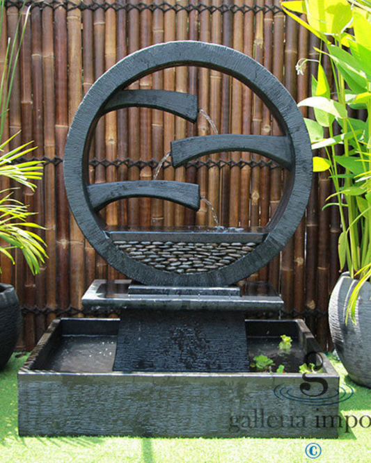 Peace - Balinese Concrete Wagon Wheel Sphere Water Feature