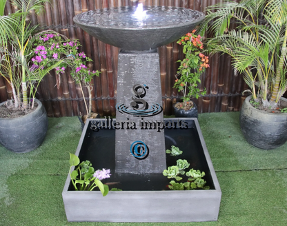 Fen - Balinese Concrete Aquarius Tower Bowl Water Feature