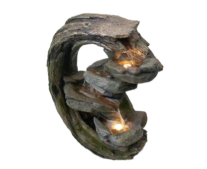 Rivet- Cascading Lighting Waterfall Log Rock Water Feature