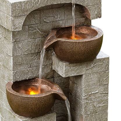 Inrush - Solar 4 Tier  Bowls Lighting Water Feature