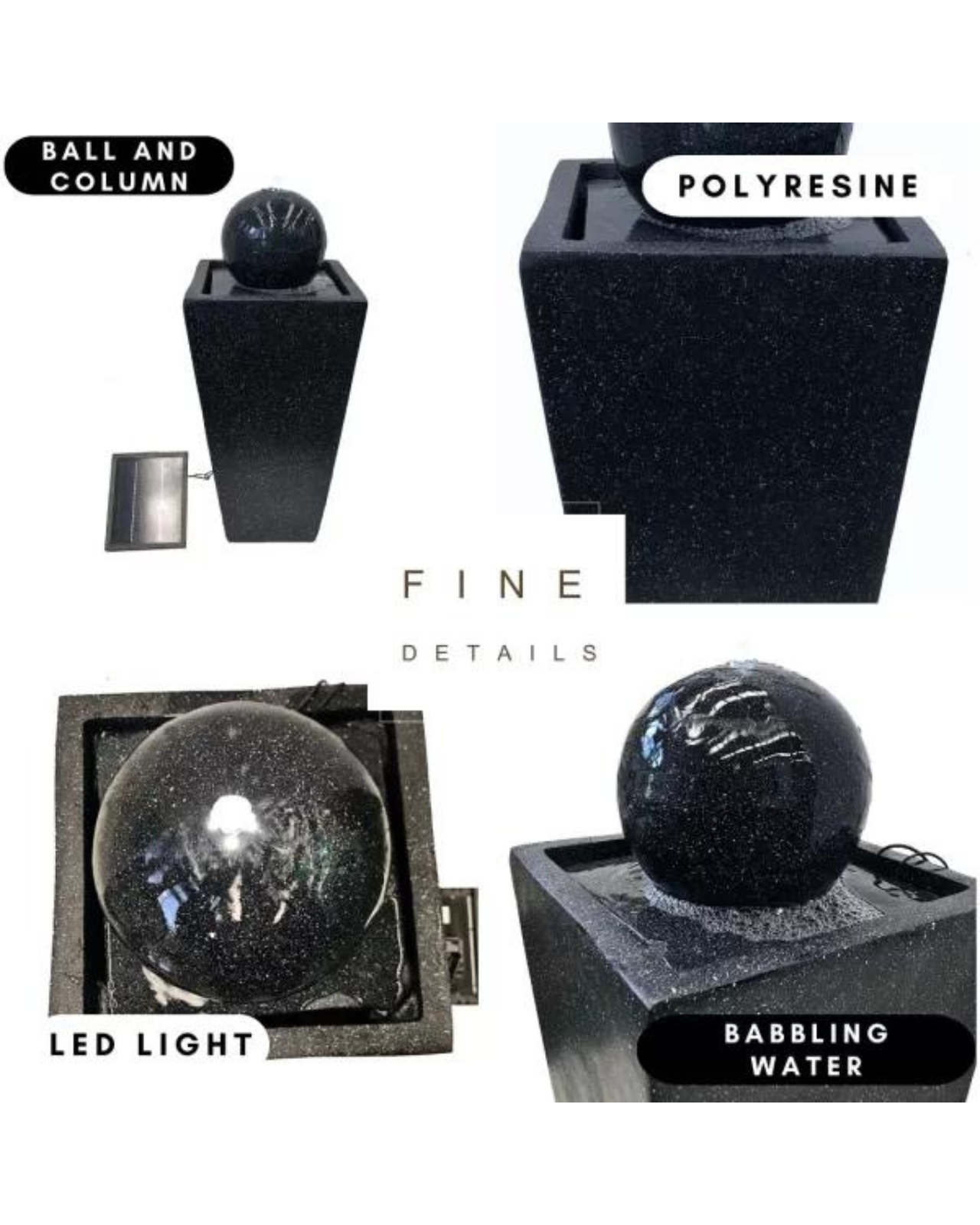 Tempest - Solar Sphere Ball Lighting Water Feature