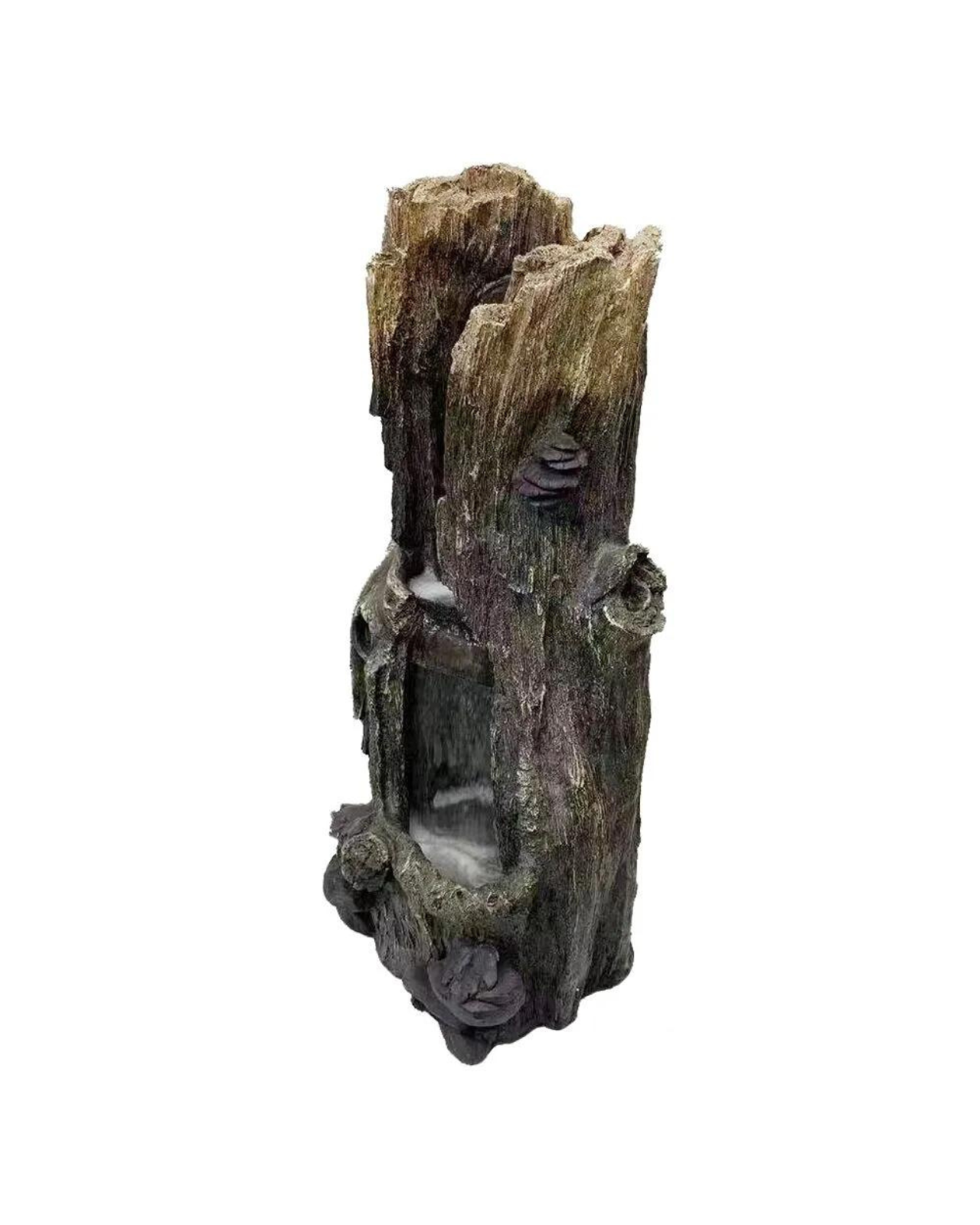 Tree Trunk Log Lighting Cascading Waterfall Water Feature