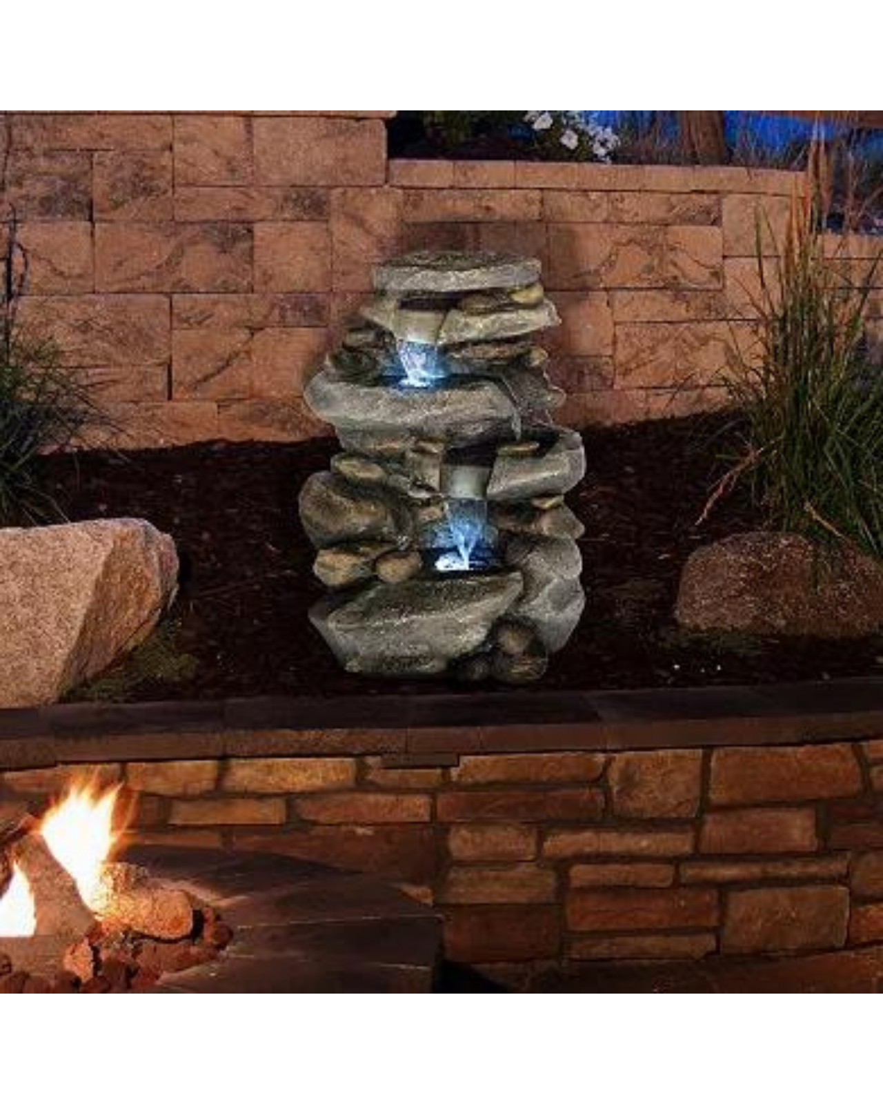 Fount - Rock Lighting Water Feature Fountain 65cm