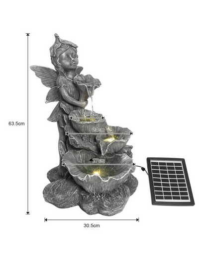 Luna - Solar Fairy 4 Tier Lighting Water Feature Bird Bath