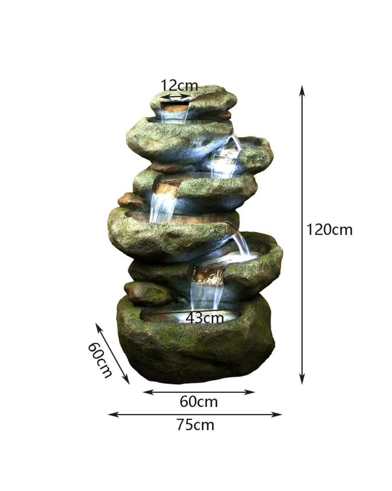 Bubbler - Natural Rock Waterfall Water Feature Fountain 120cm