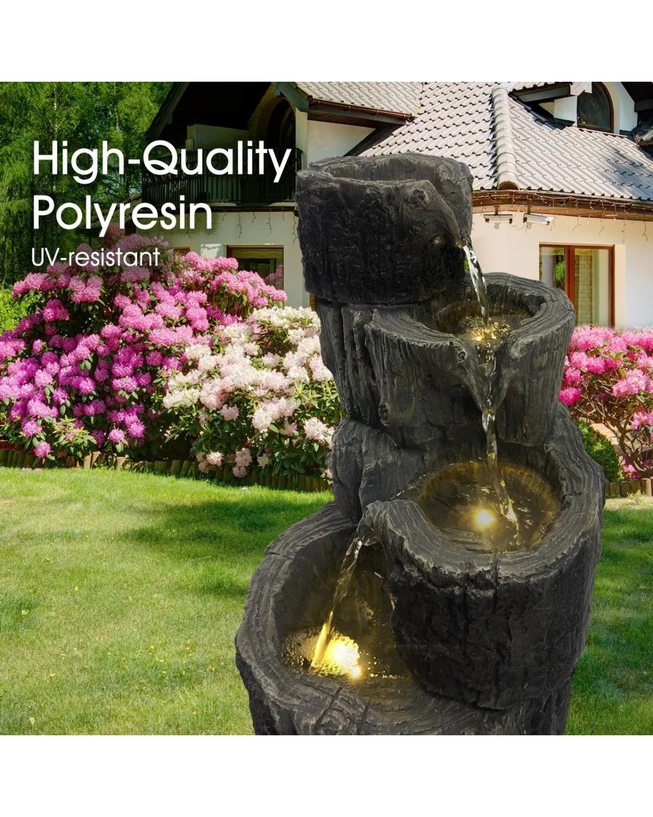 Mere - Solar 4 Tier Lighting Water Feature Bird Bath