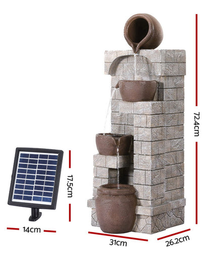 Oceanic - Solar 4 Tier Pots Rustic LED Light Water Feature