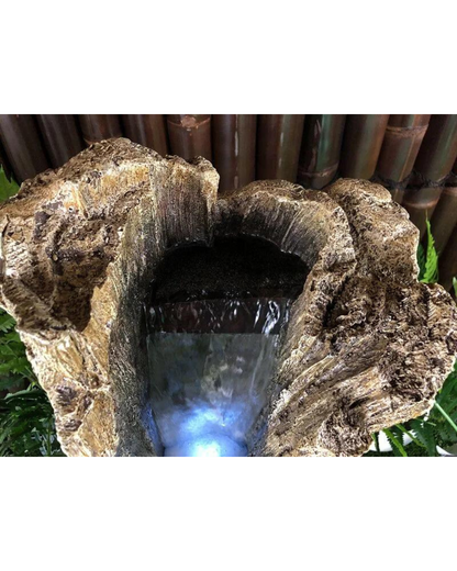 Tree Trunk Log Lighting Cascading Waterfall Water Feature