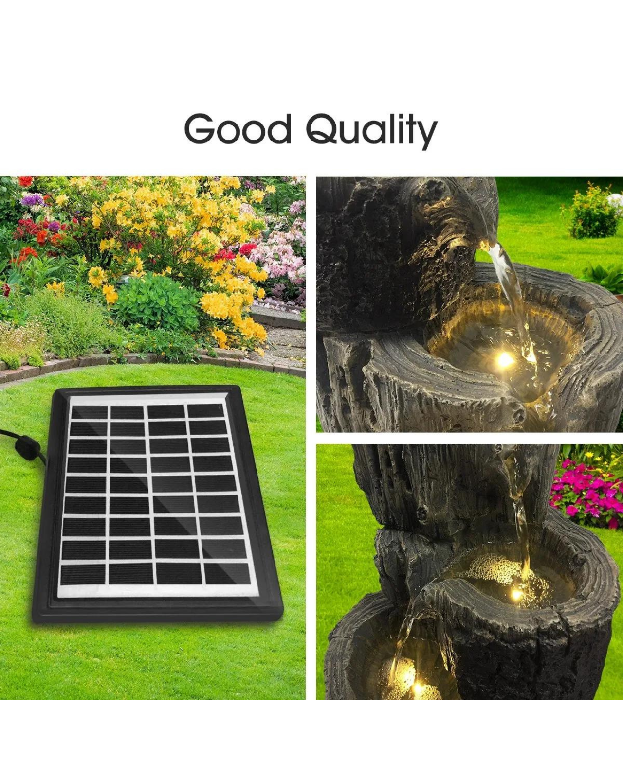 Mere - Solar 4 Tier Lighting Water Feature Bird Bath