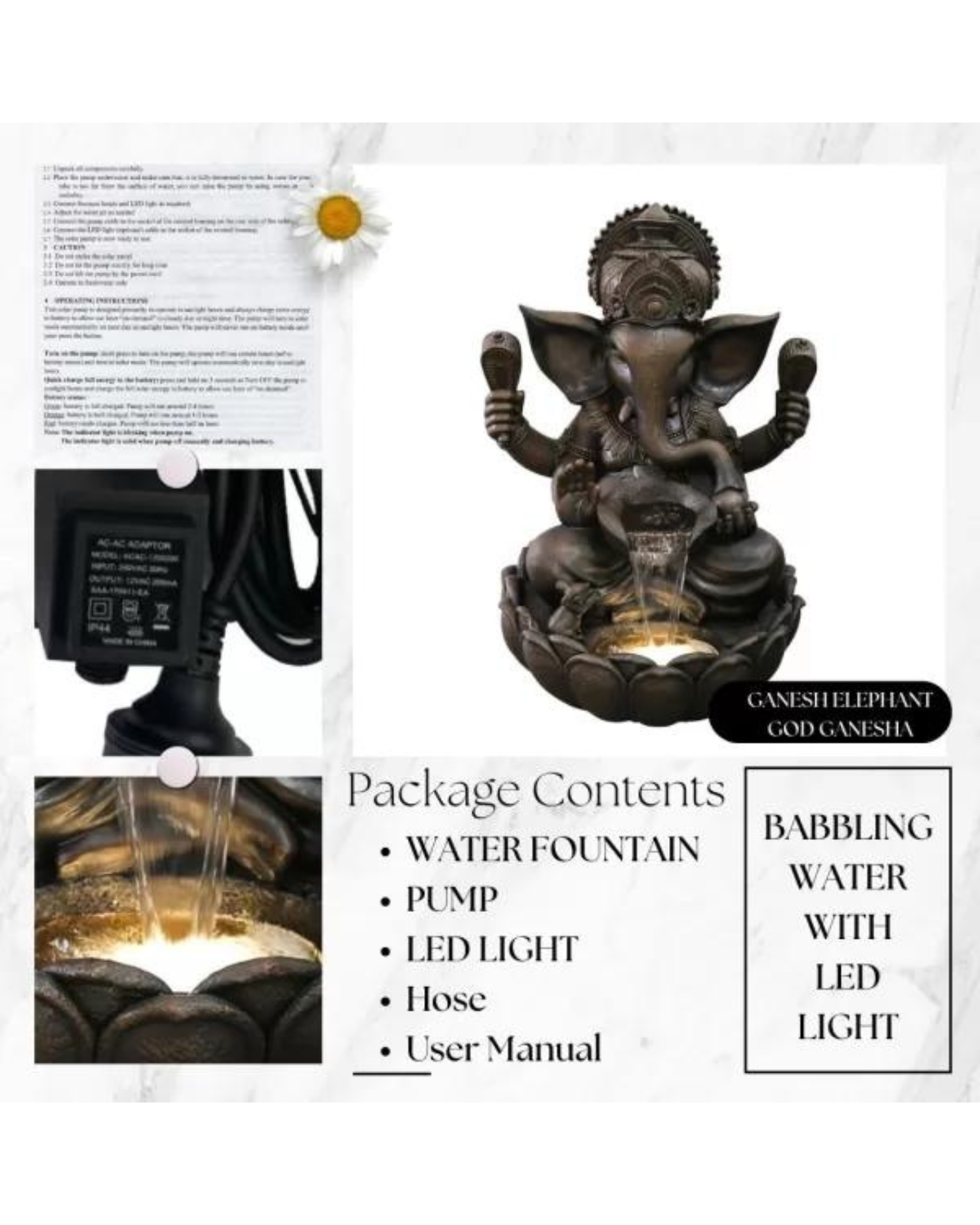 Ekadanta: Ganesha Water Fountain 90cm