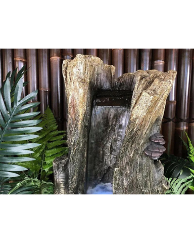 Tree Trunk Log Lighting Cascading Waterfall Water Feature
