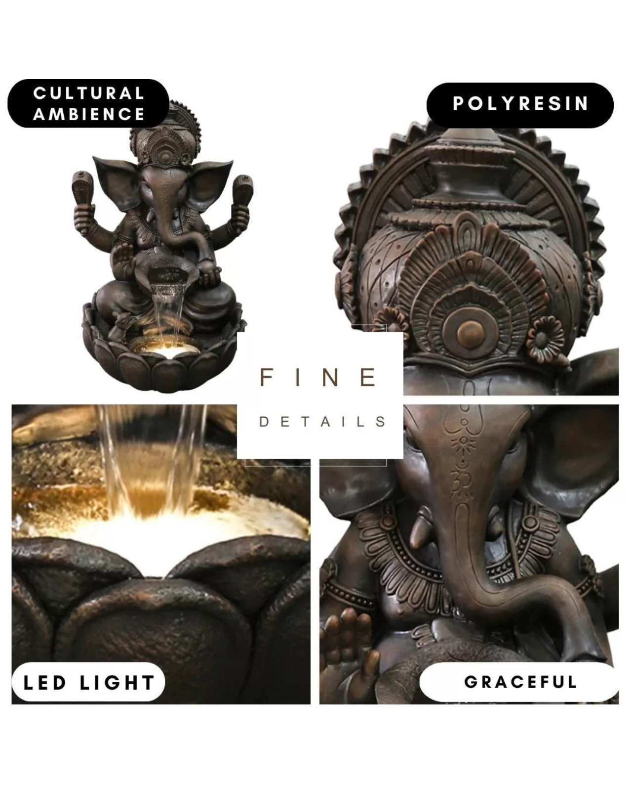 Ekadanta: Ganesha Water Fountain 90cm