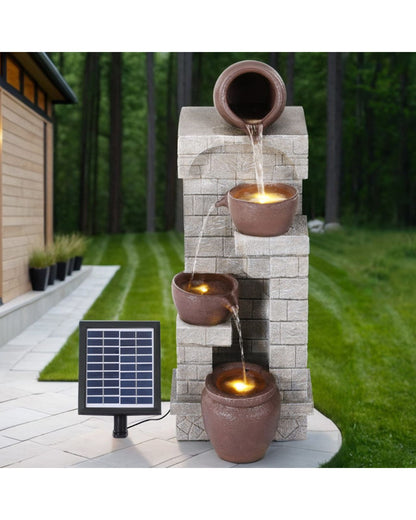 Oceanic - Solar 4 Tier Pots Rustic LED Light Water Feature