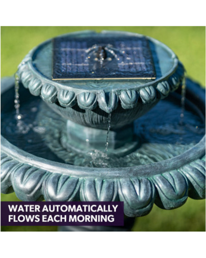 Tryst- Solar 2 Tier Lighting BirdBath Water Feature Fountain