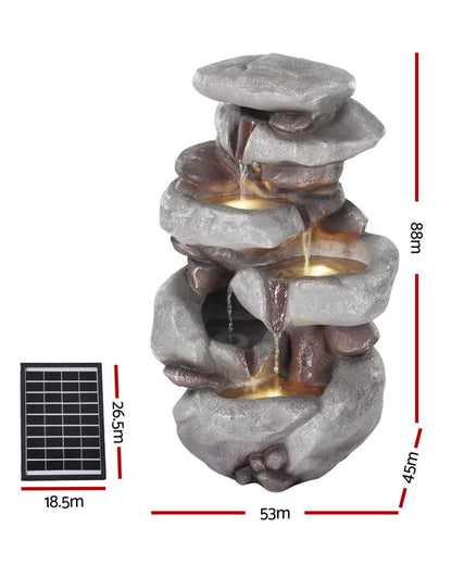 Vortex - Solar 4 Tier Rock LED Light Water Feature