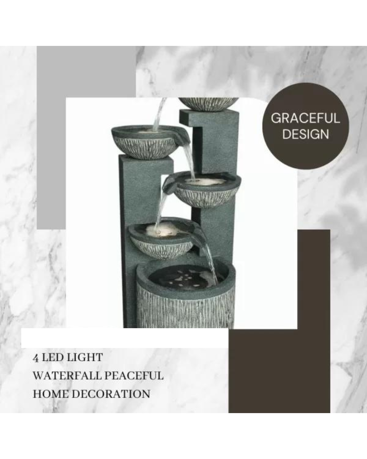 Swale - Cascading Lighting 5 Bowl Waterfall Water Feature