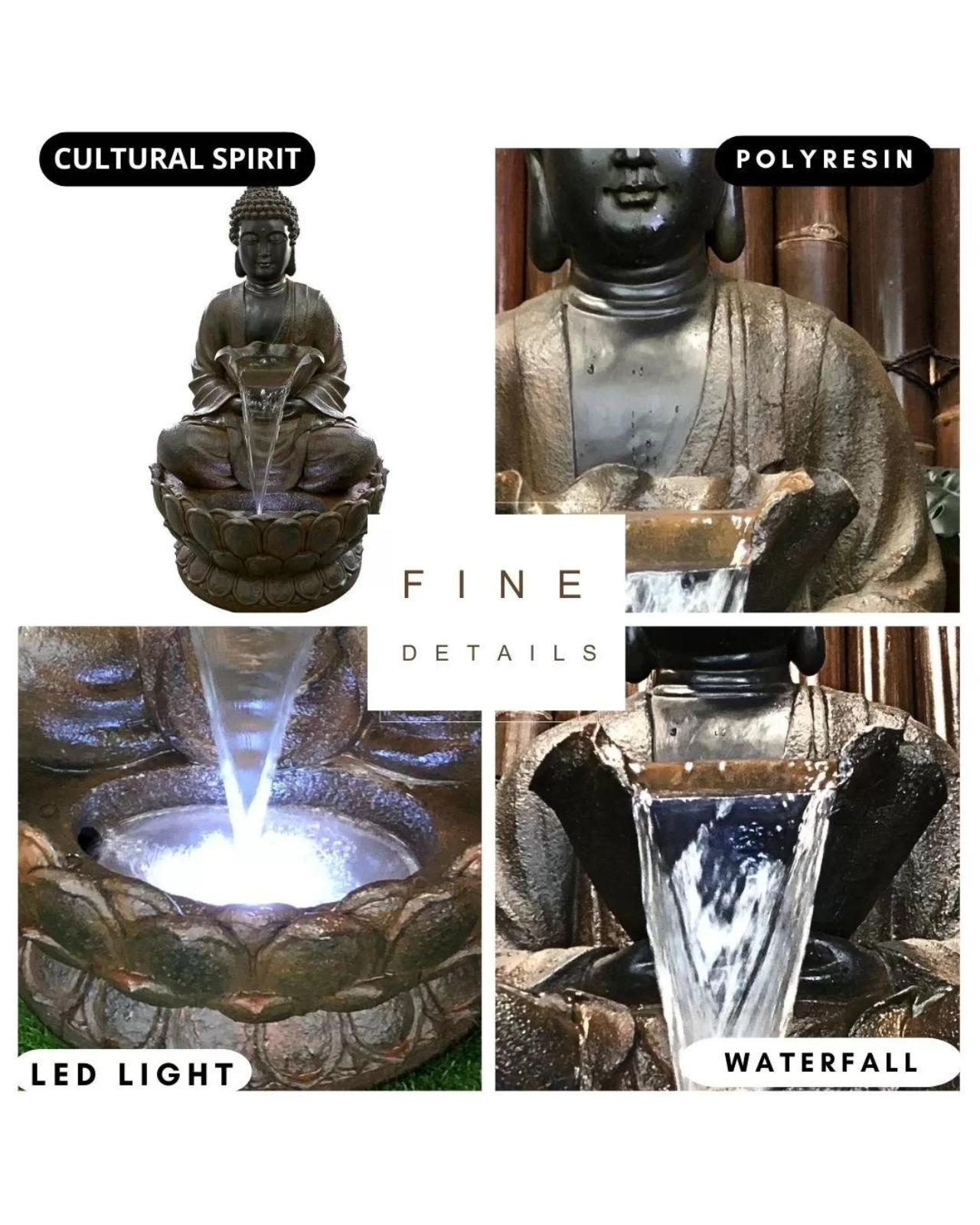 Samsara - Large Buddha LED Light Bowl Water Feature