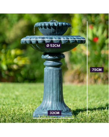 Tryst- Solar 2 Tier Lighting BirdBath Water Feature Fountain