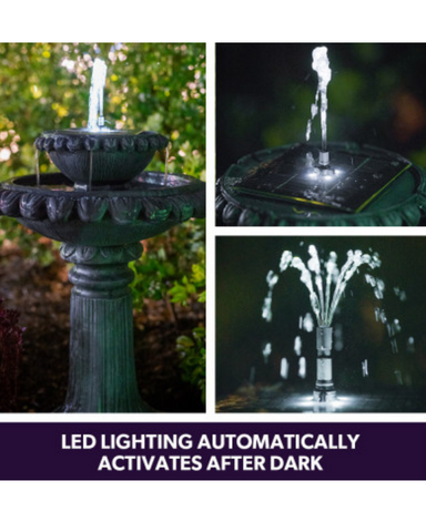 Tryst- Solar 2 Tier Lighting BirdBath Water Feature Fountain