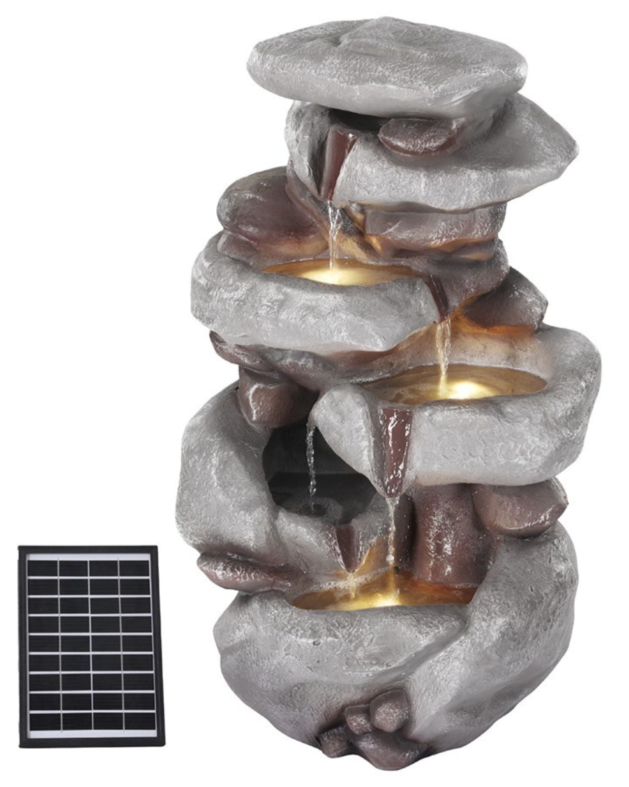 Vortex - Solar 4 Tier Rock LED Light Water Feature