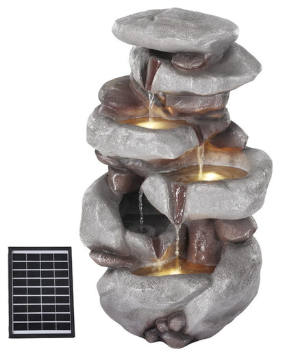 Vortex - Solar 4 Tier Rock LED Light Water Feature