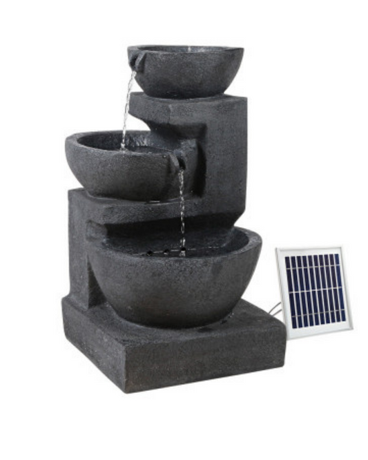 Spira - Solar 3 Bowl Lighting Water Feature Fountain