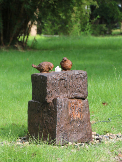 Bubbling Bird Bath LED Light Water Feature with Birds on Rocks