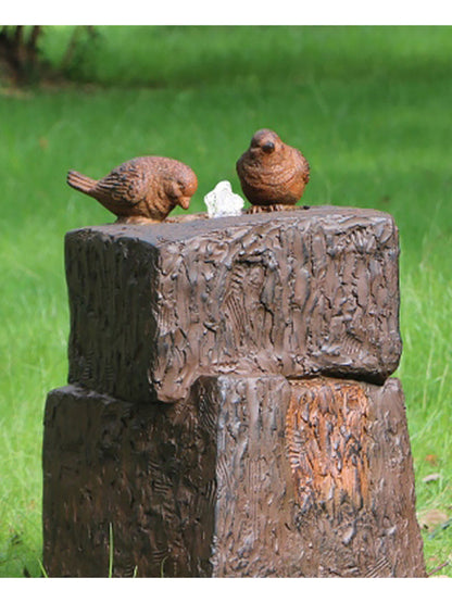 Bubbling Bird Bath LED Light Water Feature with Birds on Rocks