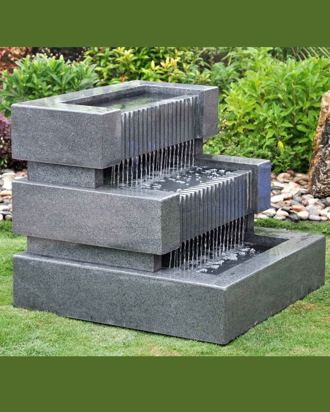 Calista - Modern Granite Cascading 3 Tier Water Feature