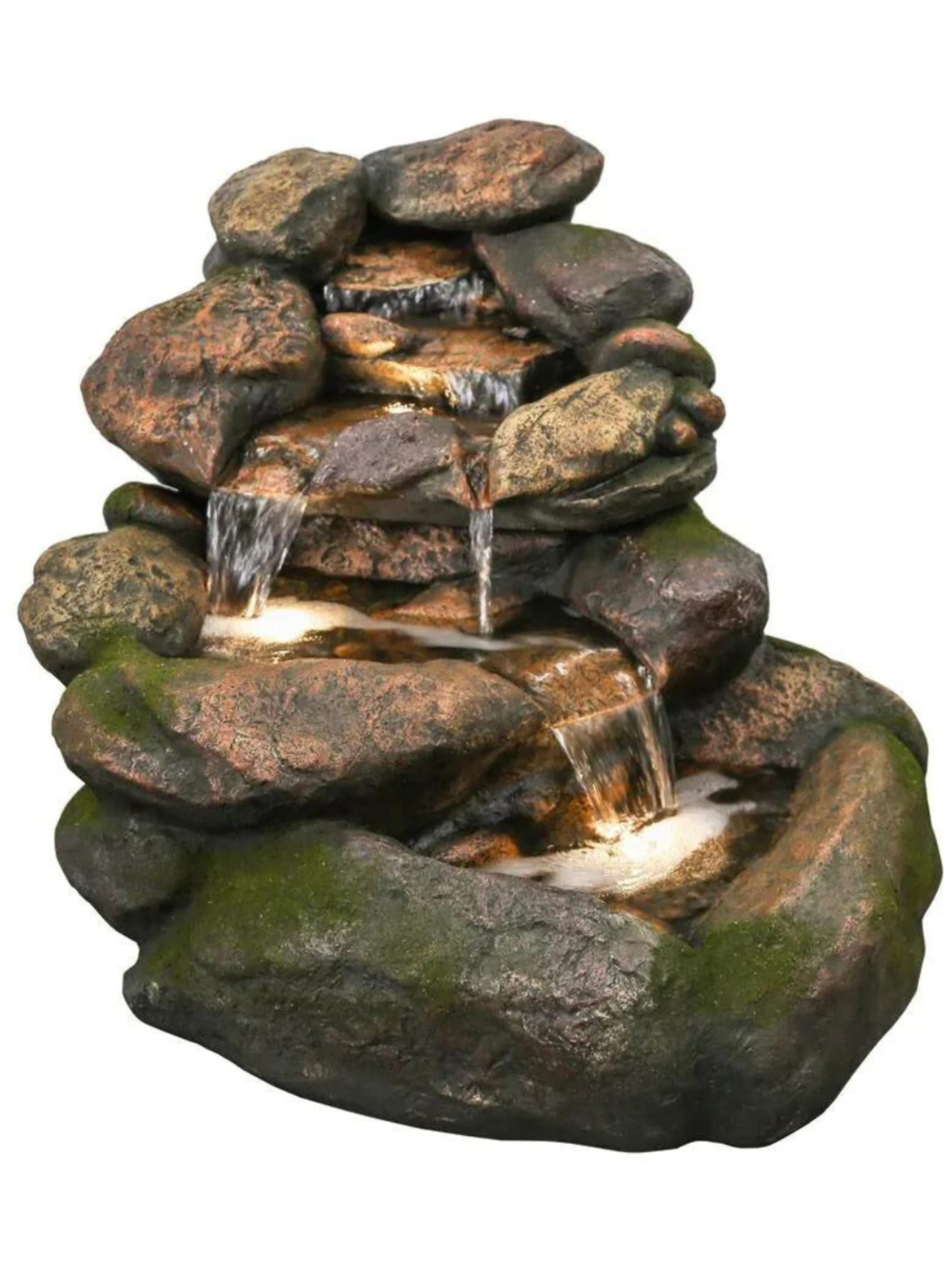 Crest - Rock Cascading LED Light Tiered Water Feature