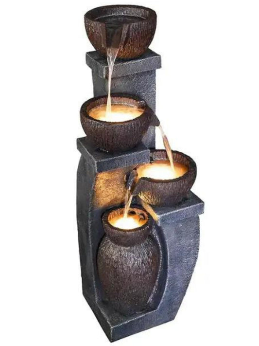 Jolly - 4 Tier Bowls Lighting Water Feature Fountain 95cm